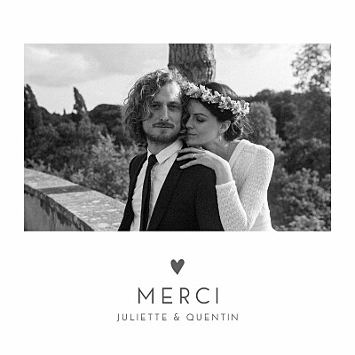 Carte de remerciement mariage Élégant cœur blanc finition Carte de remerciement mariage Élégant cœur blanc finition