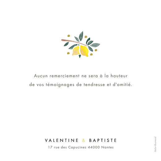 Carte de remerciement mariage Palermo blanc - Verso Carte de remerciement mariage Palermo blanc - Verso