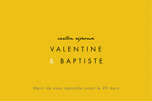 Carton réponse mariage Palermo blanc & jaune - Recto Carton réponse mariage Palermo blanc & jaune - Recto