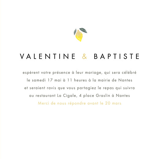 Faire-part de mariage Palermo 4 pages blanc & jaune - Page 3 Faire-part de mariage Palermo 4 pages blanc & jaune - Page 3