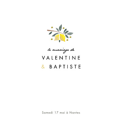Faire-part de mariage Palermo blanc & jaune finition Faire-part de mariage Palermo blanc & jaune finition