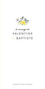 Menu de mariage Palermo blanc & jaune Menu de mariage Palermo blanc & jaune