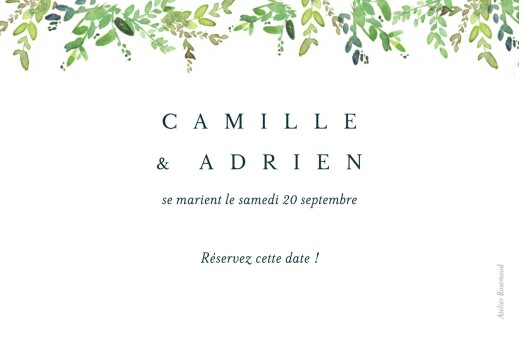 Save the Date Canopée vert - Verso