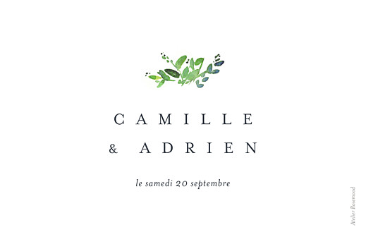 Marque-table mariage Canopée vert - Verso Marque-table mariage Canopée vert - Verso