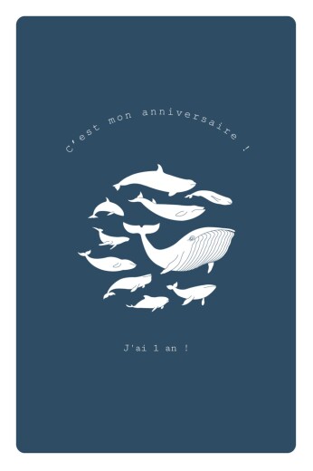Carte d'anniversaire Baleine extraordinaire bleu - Recto