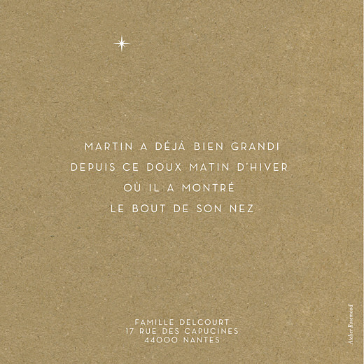 Faire-part de naissance Première étoile kraft Faire-part de naissance Première étoile kraft