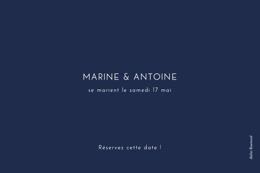 Save the Date Étincelles (dorure) bleu marine - Verso Save the Date Étincelles (dorure) bleu marine - Verso