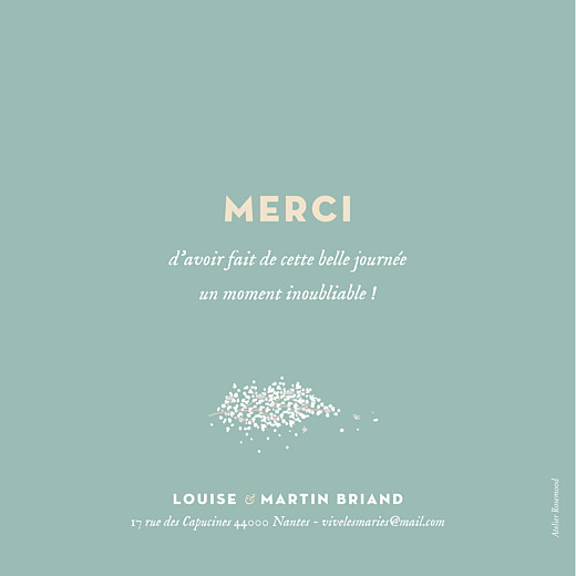 Carte de remerciement mariage Gypsophile vert Carte de remerciement mariage Gypsophile vert