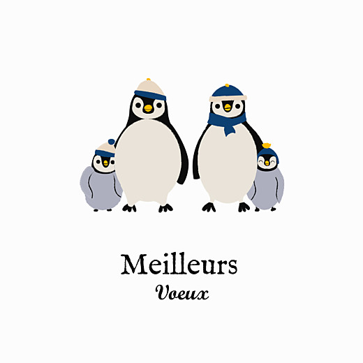 Carte de voeux Petits pingouins blanc - Recto