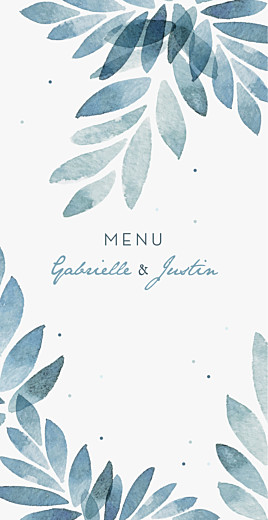 Menu de mariage Nuit d'été bleu - Recto Menu de mariage Nuit d'été bleu - Recto