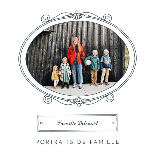 Carte de voeux Portraits de famille bleu