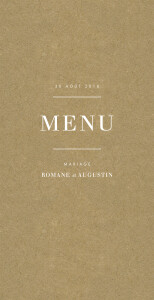 Menu de mariage L'essentiel kraft & bleu-violet Menu de mariage L'essentiel kraft & bleu-violet