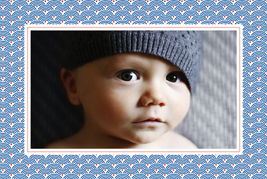 Faire-part de naissance Pattern paysage 2 photos rouge bleu Faire-part de naissance Pattern paysage 2 photos rouge bleu