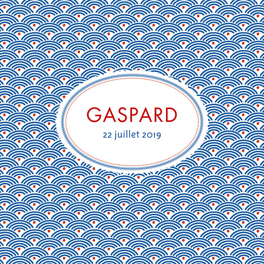 Faire-part de naissance Petit pattern (triptyque) bleu, blanc & rouge Faire-part de naissance Petit pattern (triptyque) bleu, blanc & rouge