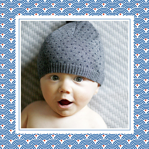 Faire-part de naissance Petit pattern (triptyque) bleu, blanc & rouge Faire-part de naissance Petit pattern (triptyque) bleu, blanc & rouge