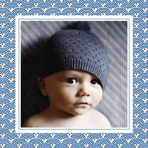 Faire-part de naissance Petit pattern (triptyque) bleu, blanc & rouge Faire-part de naissance Petit pattern (triptyque) bleu, blanc & rouge