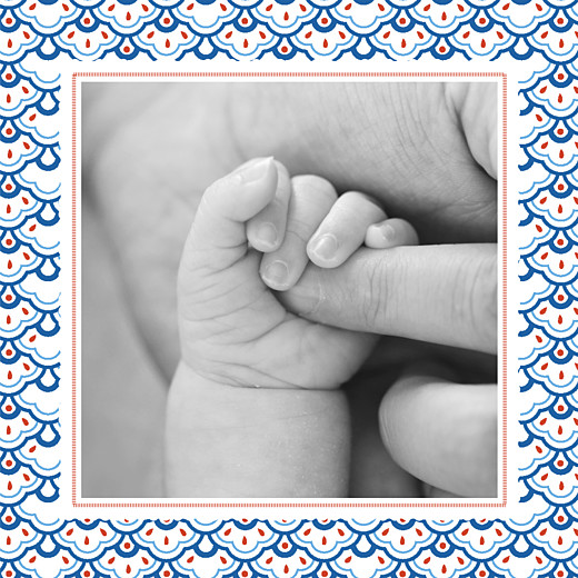Faire-part de naissance Petit pattern (triptyque) bleu, blanc & rouge Faire-part de naissance Petit pattern (triptyque) bleu, blanc & rouge