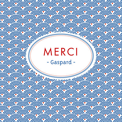 Carte de remerciement Merci pattern écusson bleu, blanc & rouge finition Carte de remerciement Merci pattern écusson bleu, blanc & rouge finition