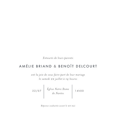 Faire-part de mariage Lettres d'amour (dorure) blanc finition Faire-part de mariage Lettres d'amour (dorure) blanc finition
