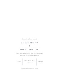 Faire-part de mariage Lettres d'amour portrait dorure blanc Faire-part de mariage Lettres d'amour portrait dorure blanc