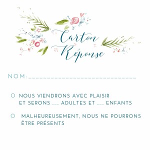 Carton réponse mariage Journée de printemps (carré) blanc Carton réponse mariage Journée de printemps (carré) blanc