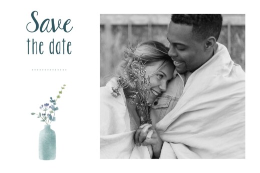 Save the Date Bouquet sauvage bleu - Recto