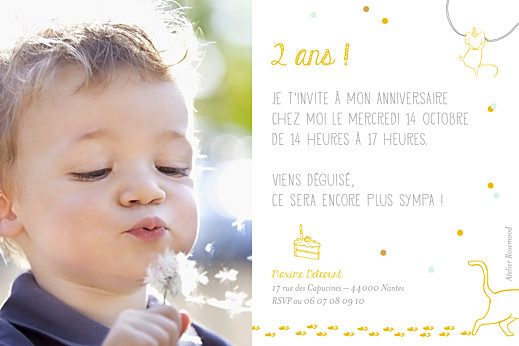 Carte d'anniversaire Chat perché jaune - Verso Carte d'anniversaire Chat perché jaune - Verso