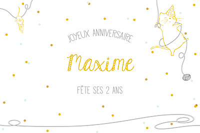 Carte d'anniversaire Chat perché jaune finition Carte d'anniversaire Chat perché jaune finition
