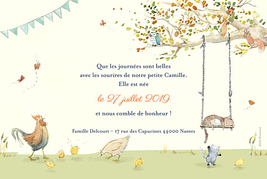 Faire-part de naissance Conte champêtre (RV) vert - Verso Faire-part de naissance Conte champêtre (RV) vert - Verso
