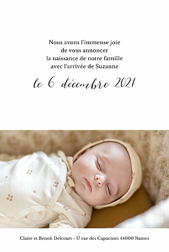 Faire-part de naissance Little big one 2 photos blanc Faire-part de naissance Little big one 2 photos blanc