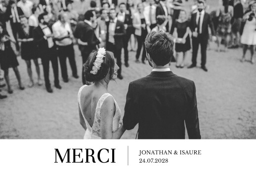 Carte de remerciement mariage Bandeau chic 1 photo blanc Carte de remerciement mariage Bandeau chic 1 photo blanc