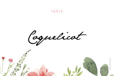 Marque-table mariage Fleurs aquarelle crème Marque-table mariage Fleurs aquarelle crème