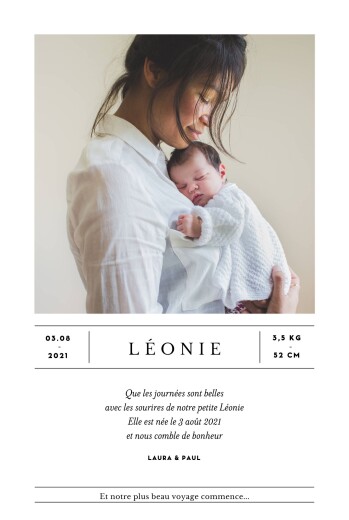 Faire-part de naissance Grand événement (portrait) blanc Faire-part de naissance Grand événement (portrait) blanc