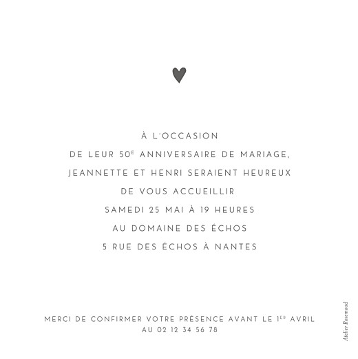 Carte D Invitation Anniversaire Adulte Elegant Cœur Dorure Rosemood Be