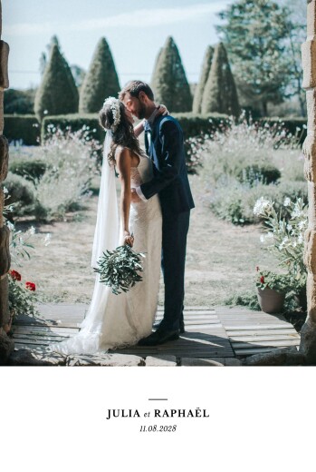 Carte de remerciement mariage Tout simplement portrait blanc Carte de remerciement mariage Tout simplement portrait blanc