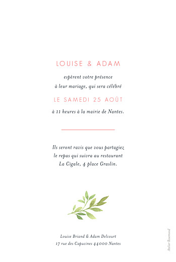 Faire-part de mariage Fleurs aquarelle herbier rose - Page 2 Faire-part de mariage Fleurs aquarelle herbier rose - Page 2
