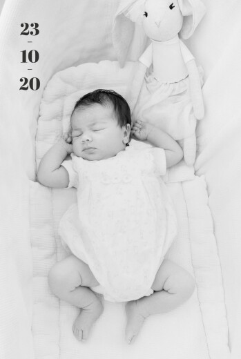 Faire-part de naissance Premier jour portrait blanc Faire-part de naissance Premier jour portrait blanc