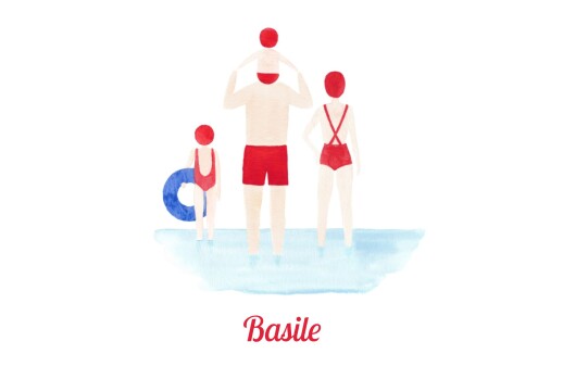 Faire-part de naissance Le petit baigneur (2 enfants) clair Faire-part de naissance Le petit baigneur (2 enfants) clair