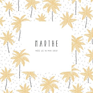 Faire-part de naissance nature palmiers jaune Faire-part de naissance nature palmiers jaune