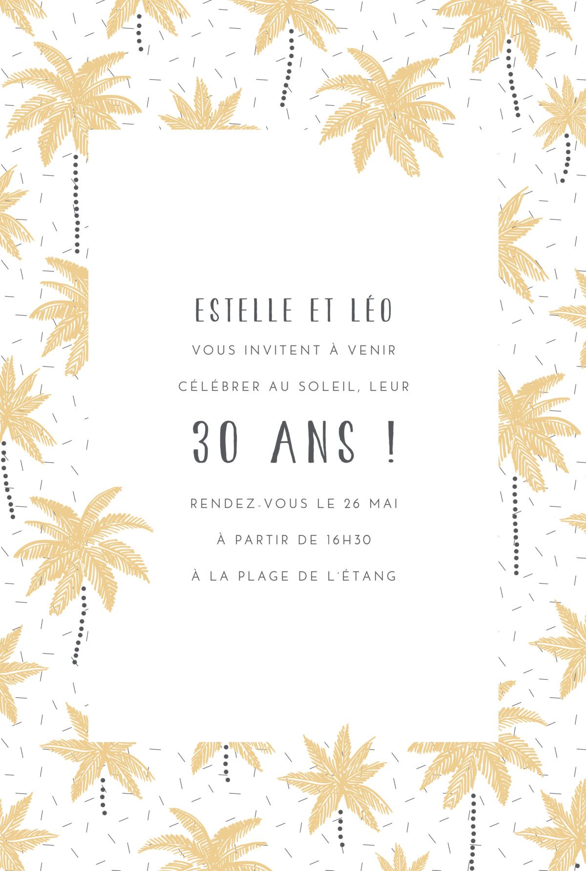 Carte D Invitation Anniversaire Adulte Palmiers Rosemood Be