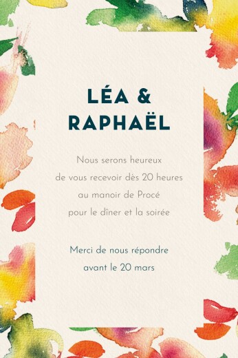 Carton d'invitation mariage Bloom (portrait) beige - Recto Carton d'invitation mariage Bloom (portrait) beige - Recto
