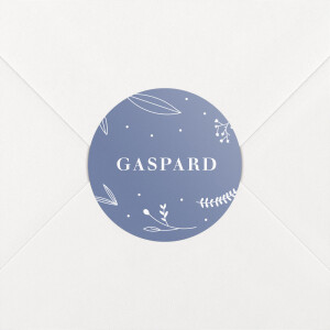 Stickers pour enveloppes naissance Élégant feuillage bleu