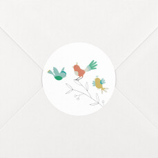 Stickers pour enveloppes naissance Oiseaux multicolores vert