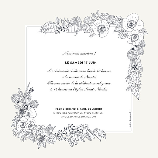 Faire-part de mariage Esquisse fleurie blanc - Page 2 Faire-part de mariage Esquisse fleurie blanc - Page 2