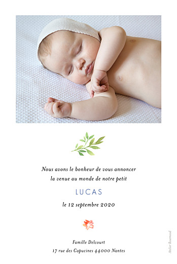 Faire-part de naissance Fleurs aquarelle portrait bleu - Page 2 Faire-part de naissance Fleurs aquarelle portrait bleu - Page 2