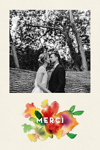 Carte de remerciement mariage Bloom beige - Recto Carte de remerciement mariage Bloom beige - Recto