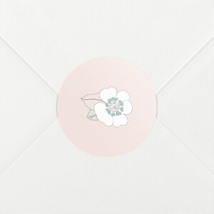 Stickers pour enveloppes naissance Couronne de fleurs rose