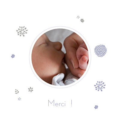Carte de remerciement Merci beaux jours mauve finition Carte de remerciement Merci beaux jours mauve finition