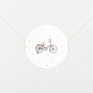 Stickers pour enveloppes naissance À bicyclette rose