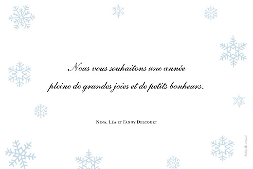 Carte de voeux Premiers flocons bleu - Verso Carte de voeux Premiers flocons bleu - Verso